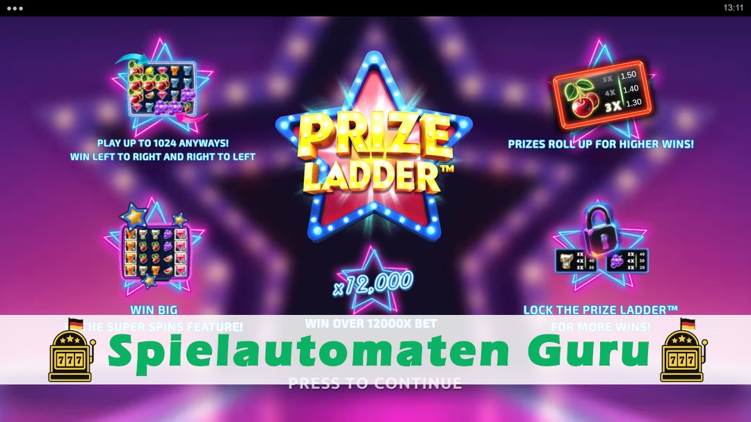 Screenshot der Demo-Version des Spiels Prize Ladder Demo des Spielautomaten Prize Ladder