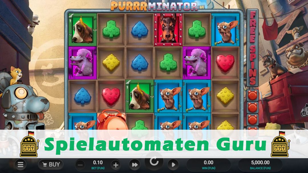 Screenshot der Demo-Version des Spiels Purrrminator Demo des Spielautomaten Purrrminator
