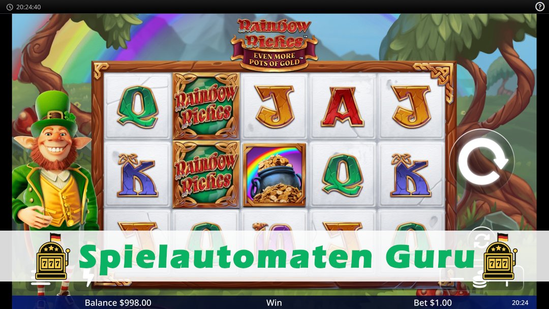 Screenshot der Demo-Version des Spiels Rainbow Riches Even More Pots of Gold Demo des Spielautomaten Rainbow Riches Even More Pots of Gold