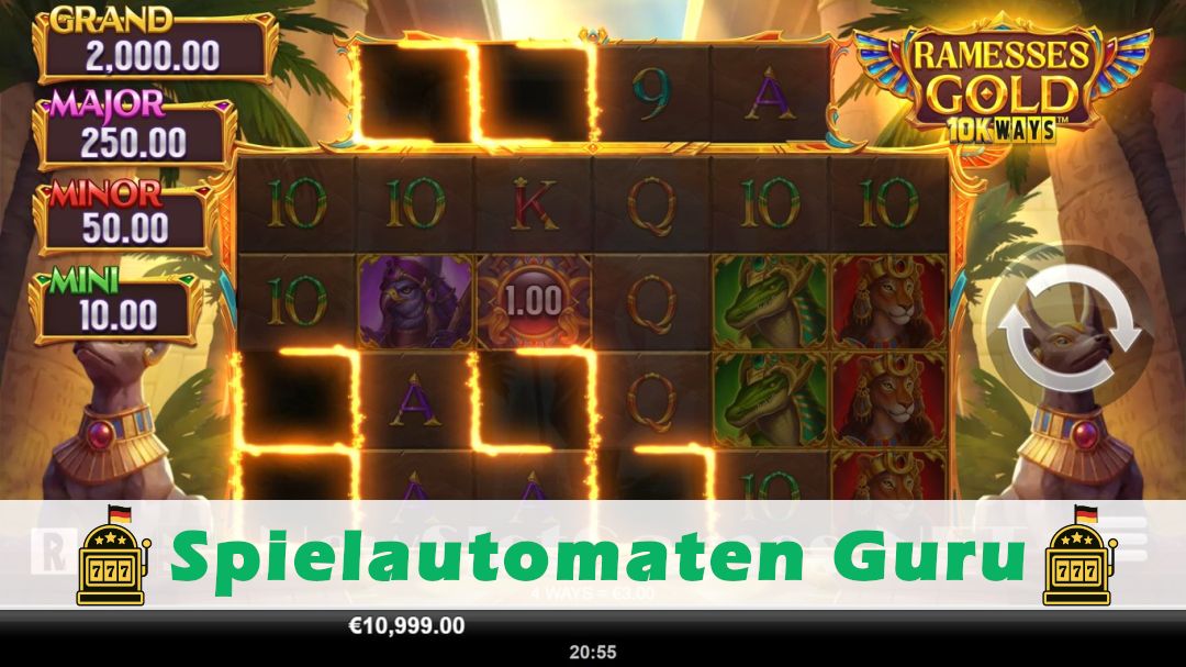 Screenshot der Demo-Version des Spiels Ramesses Gold 10K WAYS Demo des Spielautomaten Ramesses Gold 10K WAYS