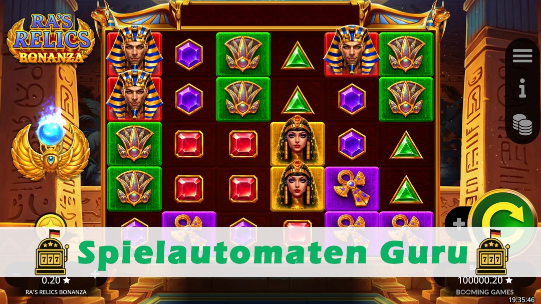 Screenshot der Demo-Version des Spiels Ra's Relics Bonanza Demo des Spielautomaten Ra's Relics Bonanza