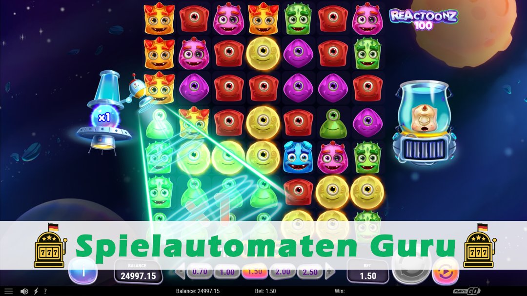 Demo des Spielautomaten Reactoonz 100