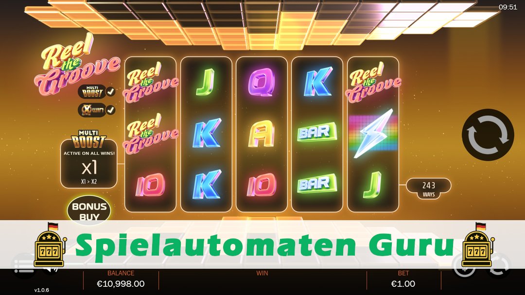 Screenshot der Demo-Version des Spiels Reel The Groove MultiBoost Demo des Spielautomaten Reel The Groove MultiBoost