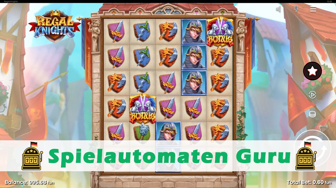 Screenshot der Demo-Version des Spiels Regal Knights Demo des Spielautomaten Regal Knights