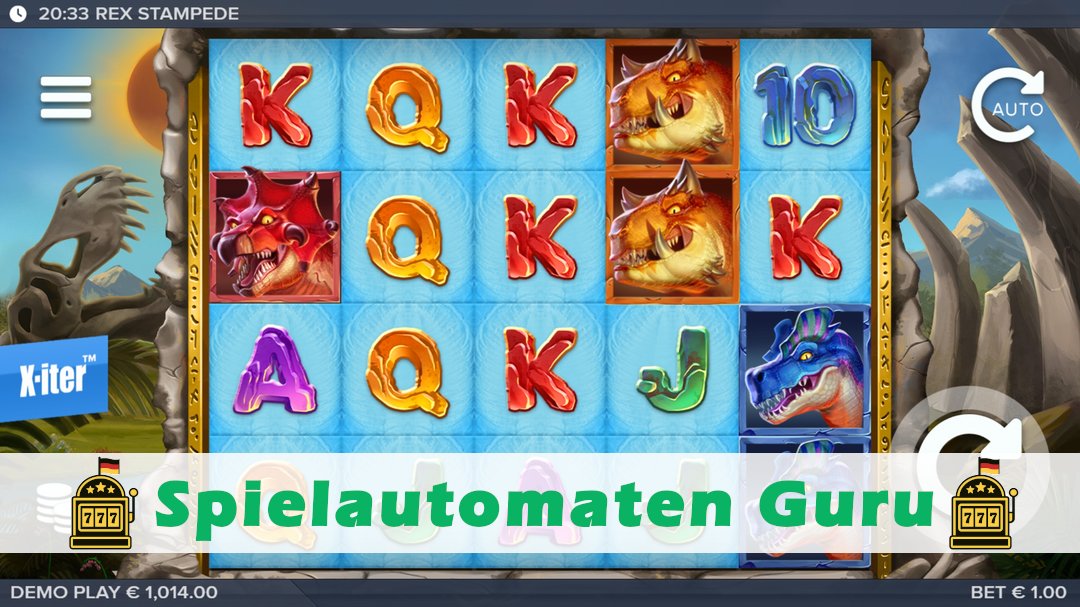 Screenshot der Demo-Version des Spiels Rex Stampede Demo des Spielautomaten Rex Stampede