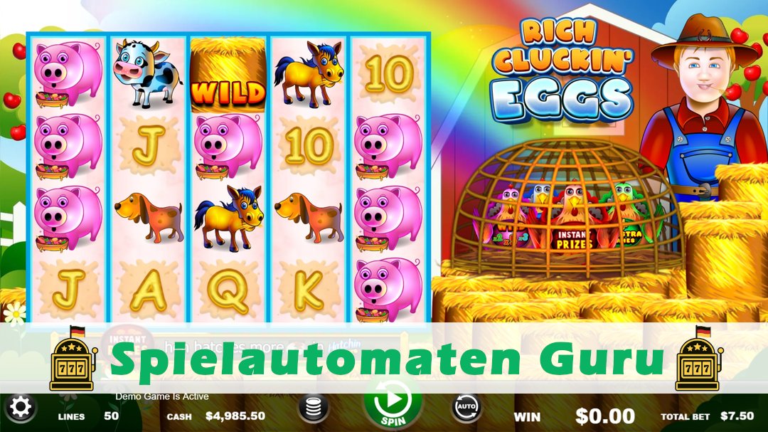 Screenshot der Demo-Version des Spiels Rich Cluckin Eggs Demo des Spielautomaten Rich Cluckin Eggs