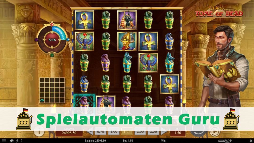 Screenshot der Demo-Version des Spiels Rich Wilde and the Tome of Dead Demo des Spielautomaten Rich Wilde and the Tome of Dead