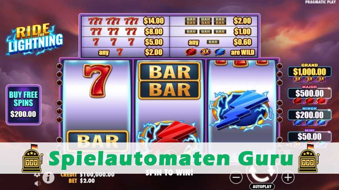 Screenshot der Demo-Version des Spiels Ride The Lightning Demo des Spielautomaten Ride The Lightning