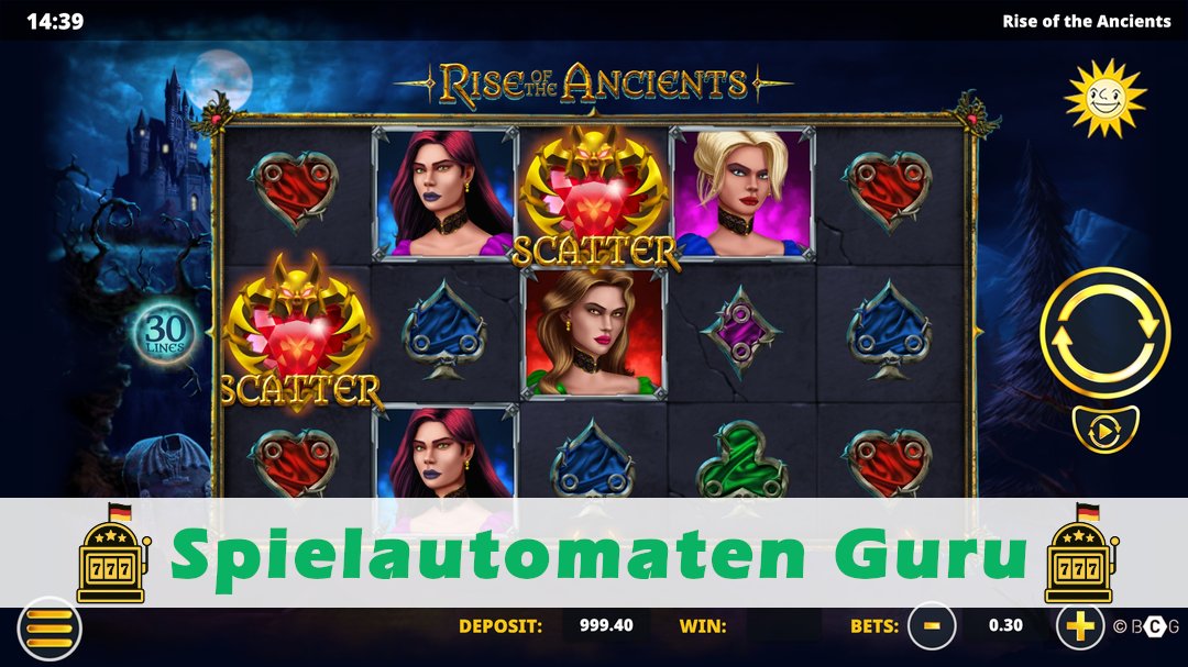 Screenshot der Demo-Version des Spiels Rise of the Ancients Demo des Spielautomaten Rise of the Ancients