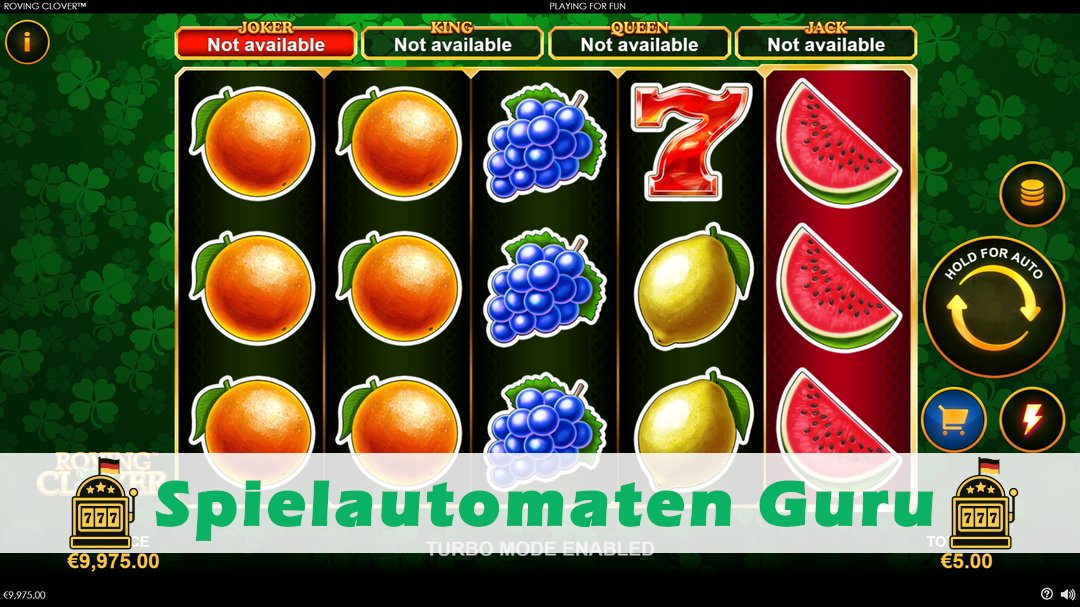Screenshot der Demo-Version des Spiels Roving Clover Demo des Spielautomaten Roving Clover
