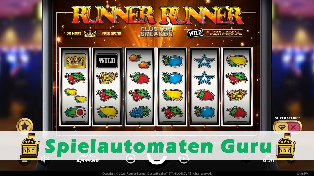 Screenshot der Demo-Version des Spiels Runner Runner ClusterBreaker Demo des Spielautomaten Runner Runner ClusterBreaker