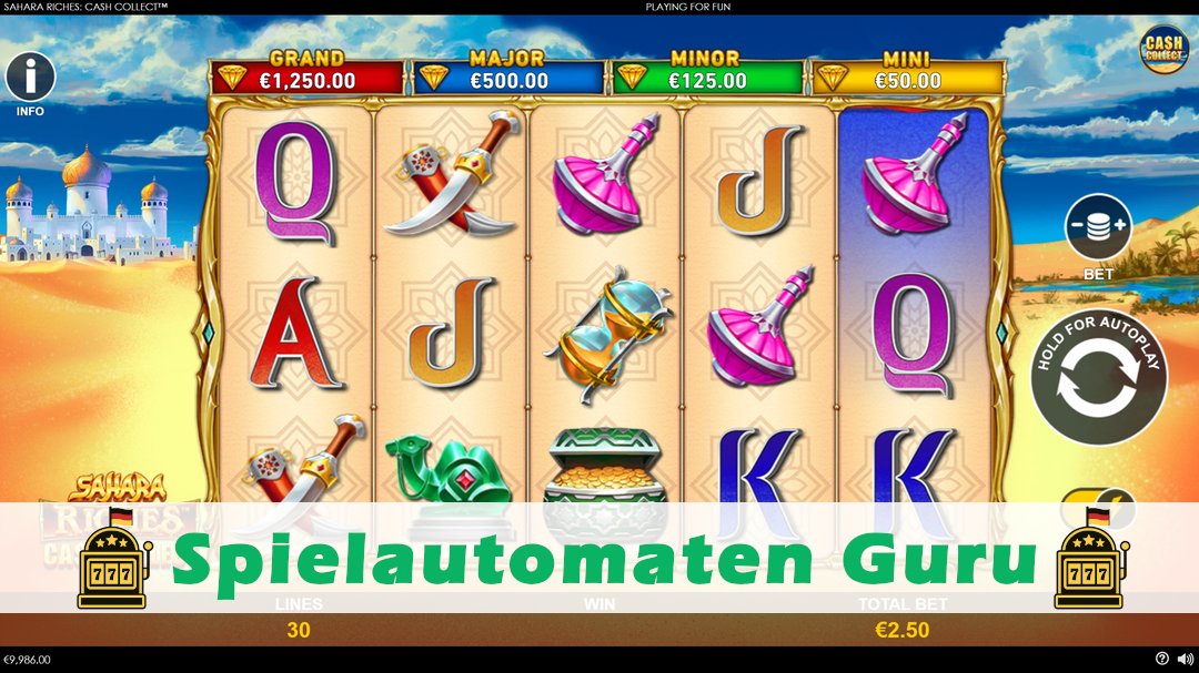 Screenshot der Demo-Version des Spiels Sahara Riches Cash Collect Max Demo des Spielautomaten Sahara Riches Cash Collect Max
