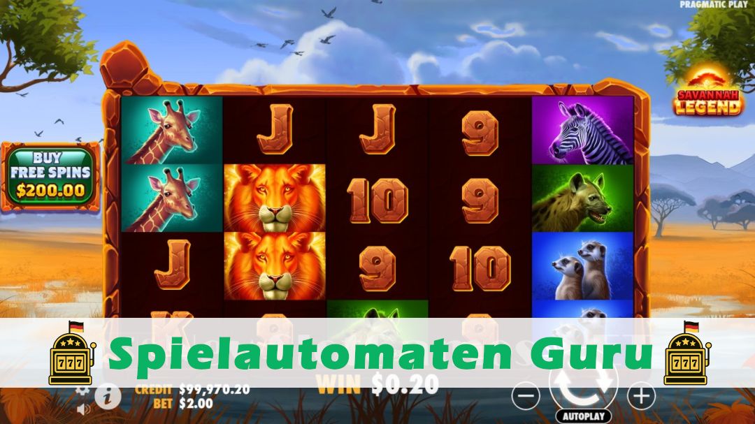 Screenshot der Demo-Version des Spiels Savannah Legend Demo des Spielautomaten Savannah Legend