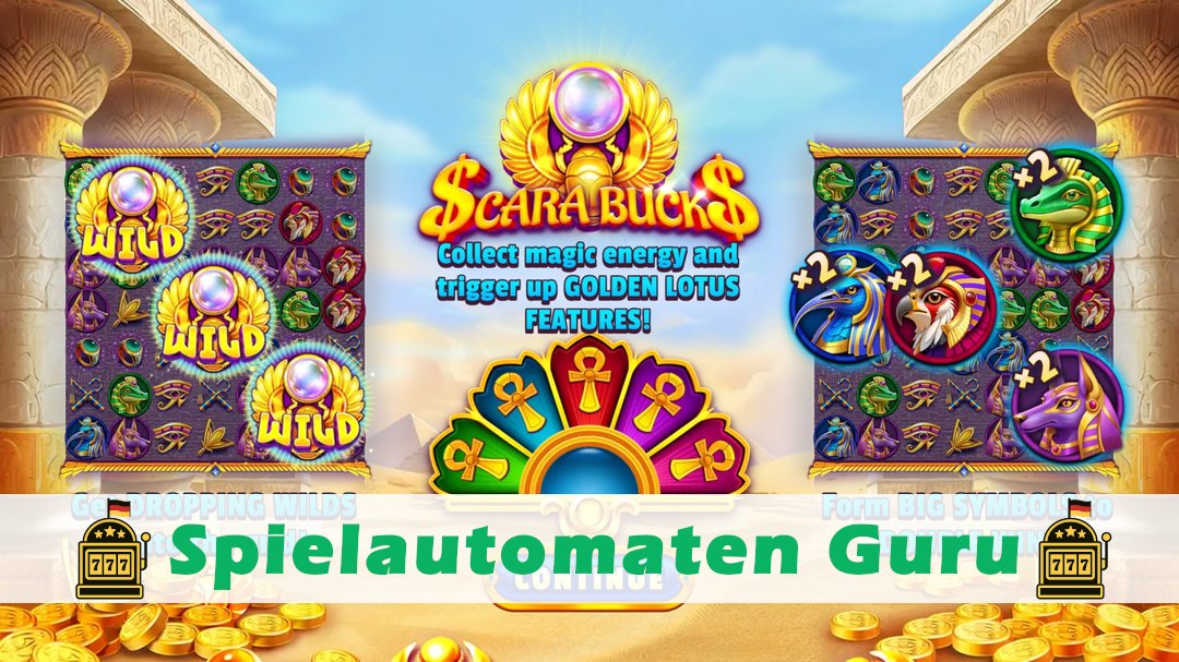 Screenshot der Demo-Version des Spiels Scara-Bucks Demo des Spielautomaten Scara-Bucks