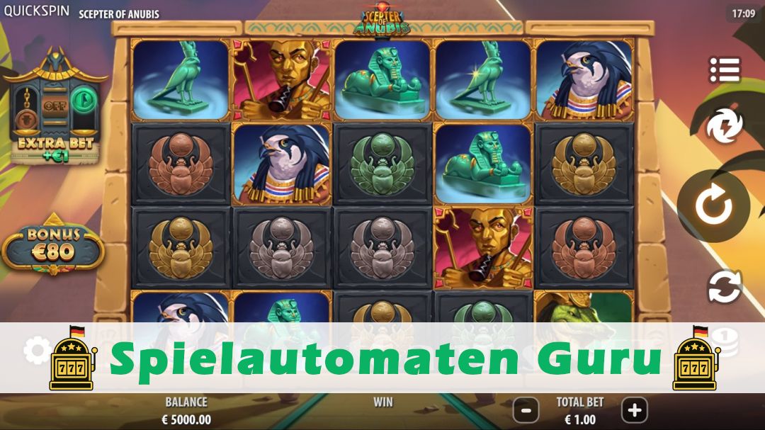 Screenshot der Demo-Version des Spiels Scepter of Anubis Demo des Spielautomaten Scepter of Anubis