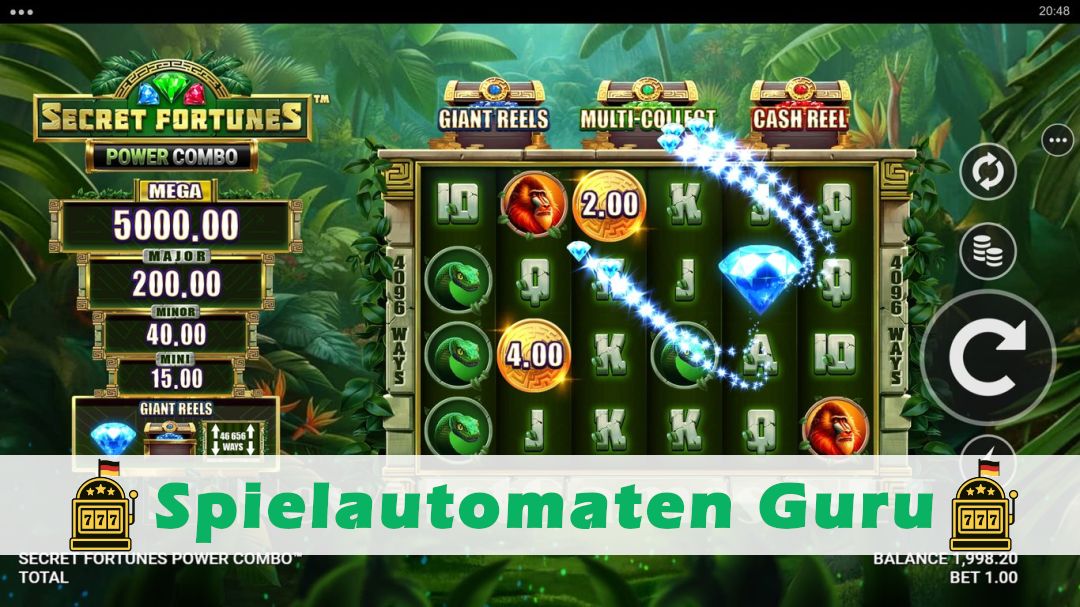 Screenshot der Demo-Version des Spiels Secret Fortunes Power Combo Demo des Spielautomaten Secret Fortunes Power Combo