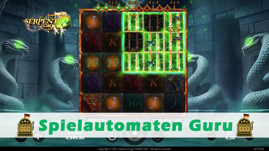 Screenshot der Demo-Version des Spiels Serpent Cage Demo des Spielautomaten Serpent Cage