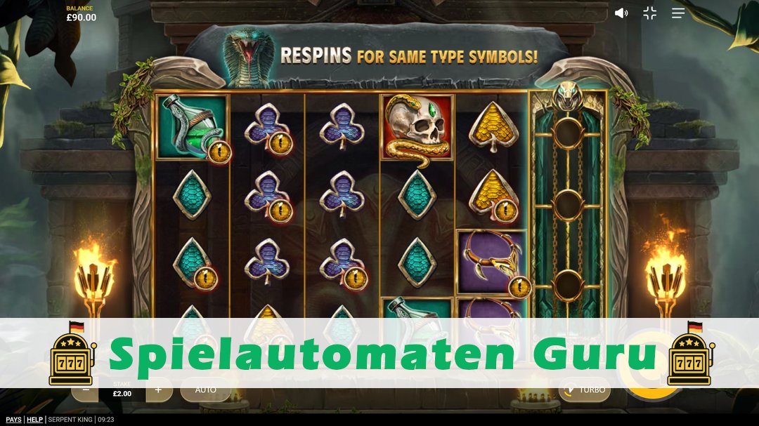Screenshot der Demo-Version des Spiels Serpent King Demo des Spielautomaten Serpent King
