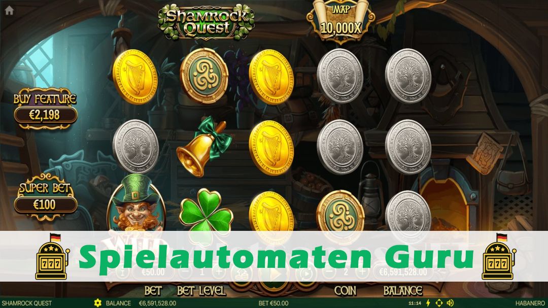 Screenshot der Demo-Version des Spiels Shamrock Quest Demo des Spielautomaten Shamrock Quest