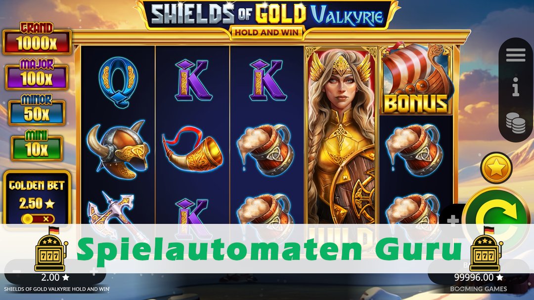 Screenshot der Demo-Version des Spiels Shields of Gold Valkyrie Hold and Win Demo des Spielautomaten Shields of Gold Valkyrie Hold and Win