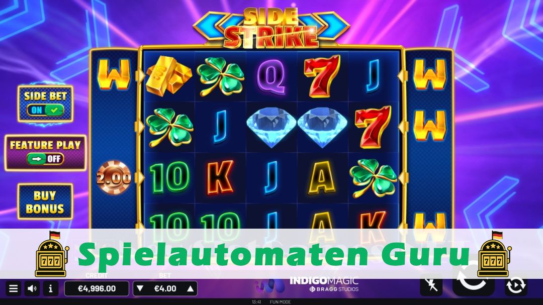 Screenshot der Demo-Version des Spiels Side Strike Demo des Spielautomaten Side Strike