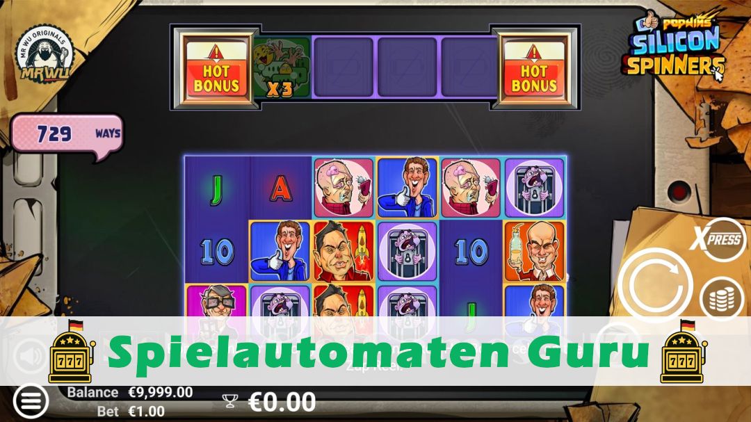Screenshot der Demo-Version des Spiels Silicon Spinners Demo des Spielautomaten Silicon Spinners