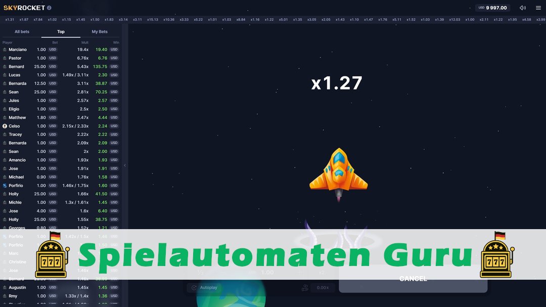 Screenshot der Demo-Version des Spiels Skyrocket Demo des Spielautomaten Skyrocket