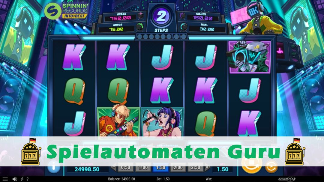 Screenshot der Demo-Version des Spiels Spinnin Records Into the Beat Demo des Spielautomaten Spinnin Records Into the Beat