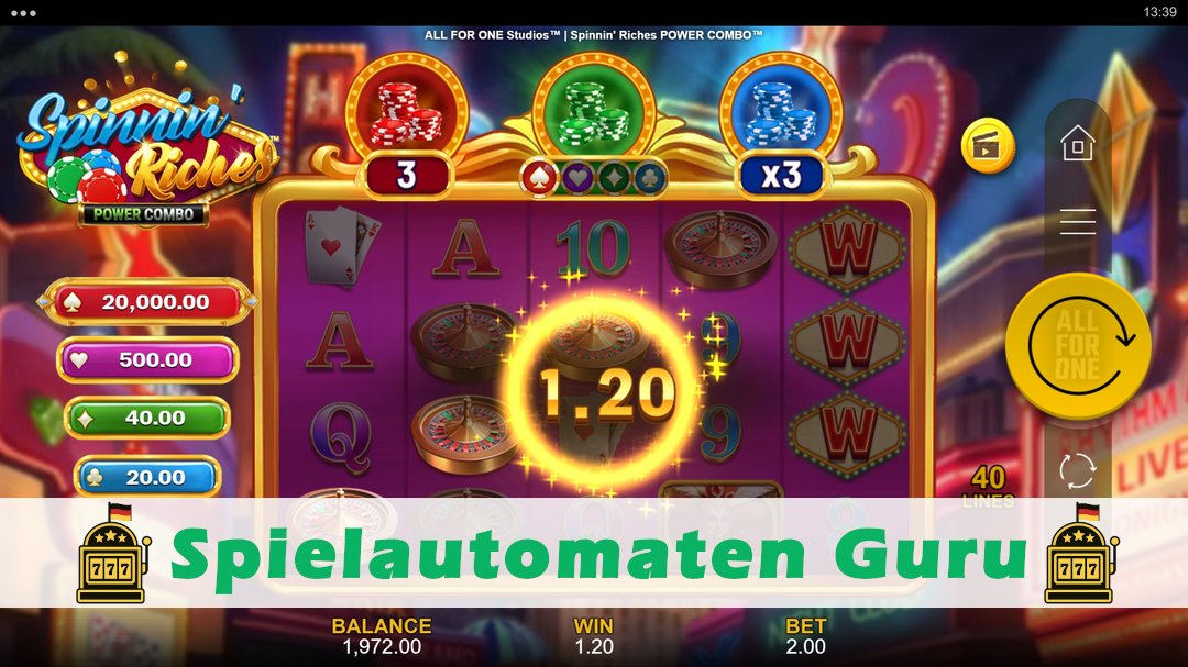 Screenshot der Demo-Version des Spiels Spinnin Riches Power Combo Demo des Spielautomaten Spinnin Riches Power Combo