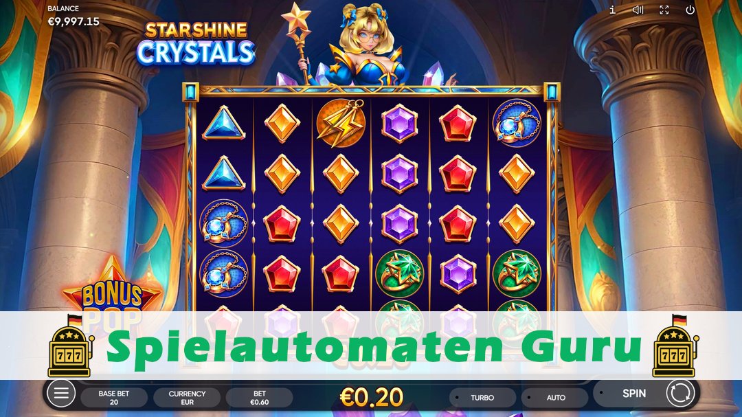 Screenshot der Demo-Version des Spiels Starshine Crystals Demo des Spielautomaten Starshine Crystals
