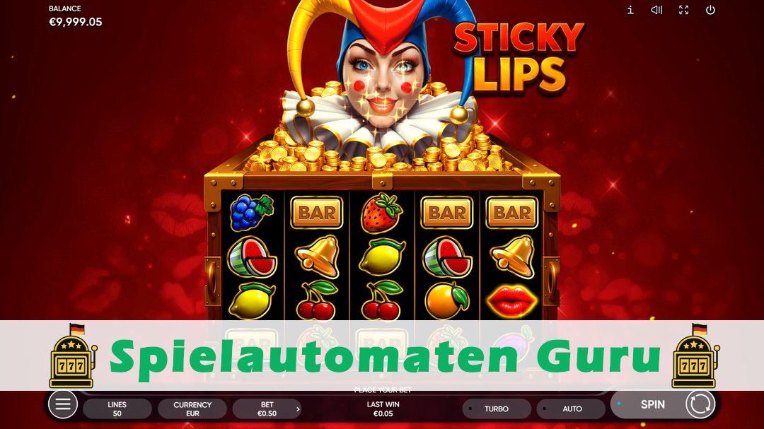 Screenshot der Demo-Version des Spiels Sticky Lips Demo des Spielautomaten Sticky Lips