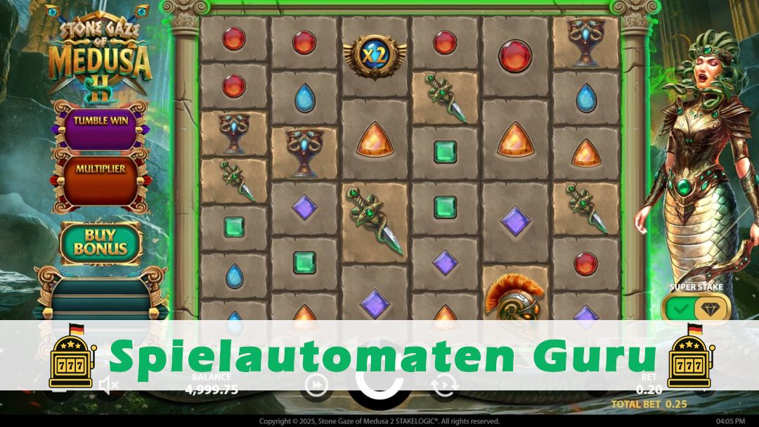 Screenshot der Demo-Version des Spiels Stone Gaze of Medusa 2 Demo des Spielautomaten Stone Gaze of Medusa 2
