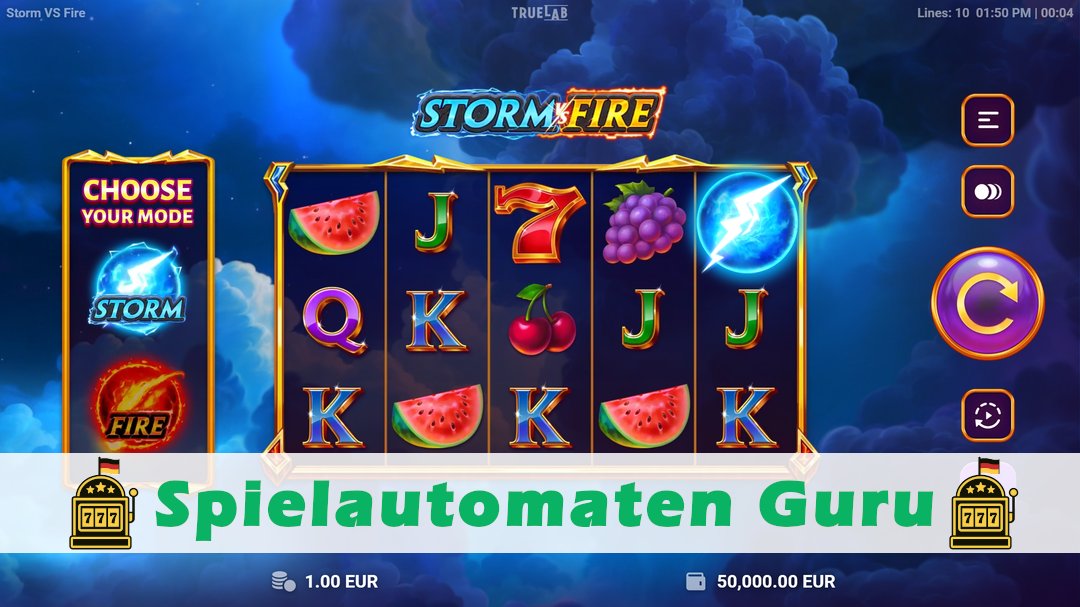 Screenshot der Demo-Version des Spiels Storm vs Fire Demo des Spielautomaten Storm vs Fire