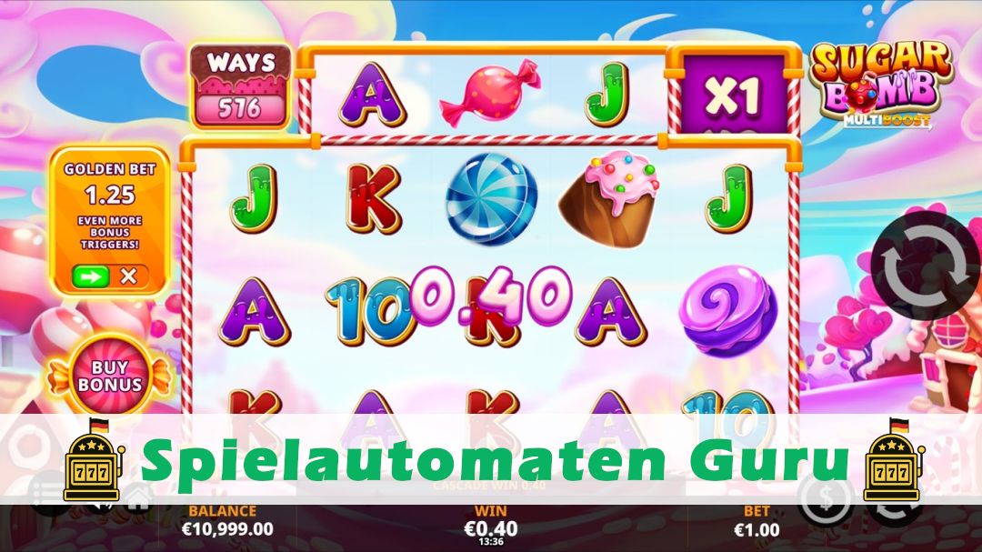 Screenshot der Demo-Version des Spiels Sugar Bomb 2 MultiBoost Demo des Spielautomaten Sugar Bomb 2 MultiBoost