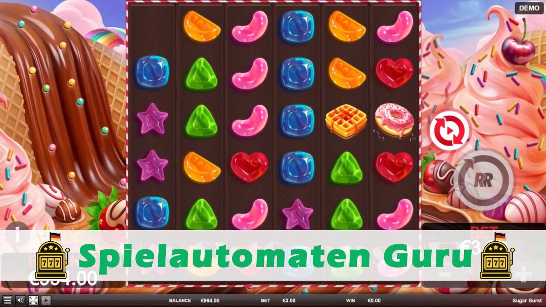 Screenshot der Demo-Version des Spiels Sugar Burst Demo des Spielautomaten Sugar Burst