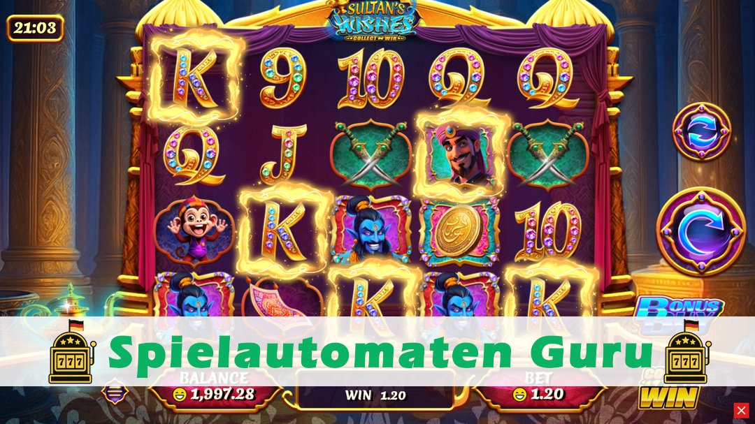 Screenshot der Demo-Version des Spiels Sultans Wishes Collect ‘N Win Demo des Spielautomaten Sultans Wishes Collect ‘N Win