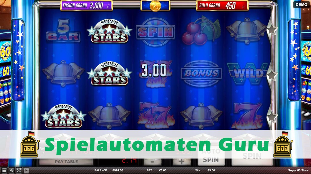 Screenshot der Demo-Version des Spiels Super 60 Stars Demo des Spielautomaten Super 60 Stars