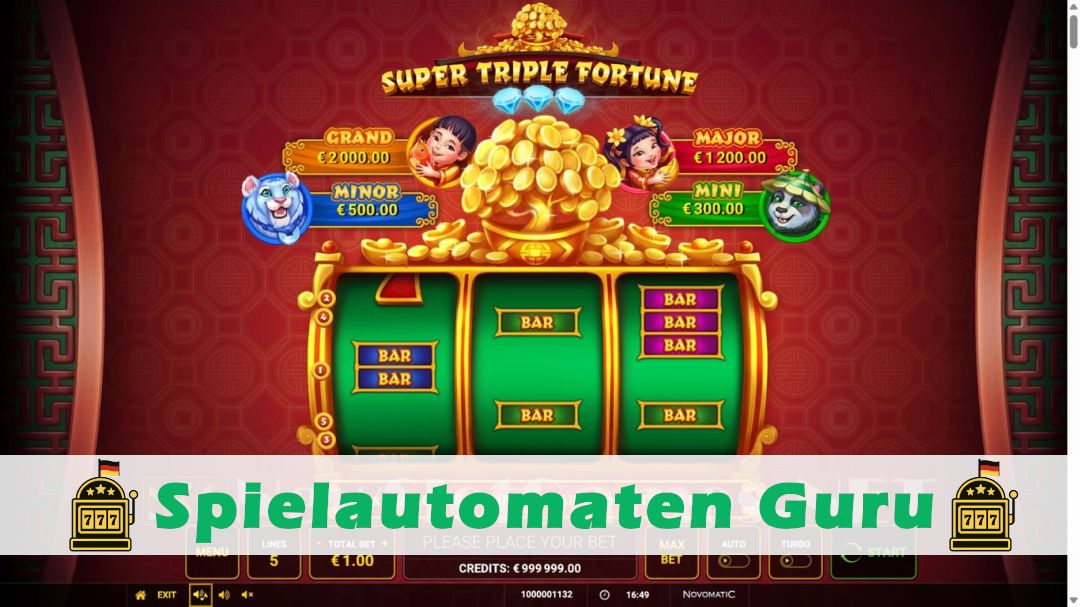 Screenshot der Demo-Version des Spiels Super Triple Fortune Demo des Spielautomaten Super Triple Fortune