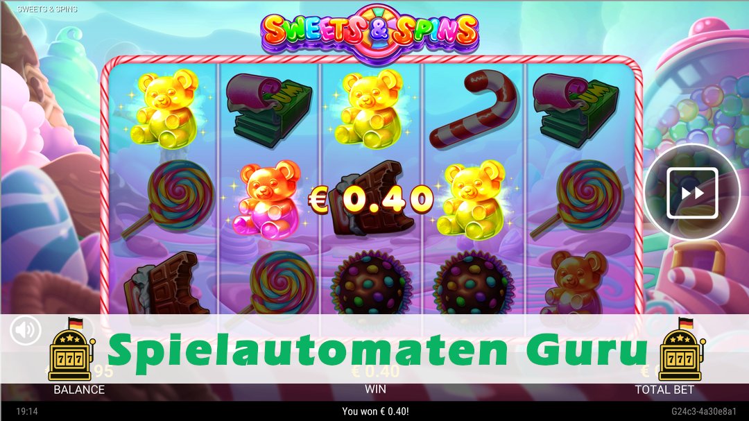 Screenshot der Demo-Version des Spiels Sweets & Spins Demo des Spielautomaten Sweets & Spins