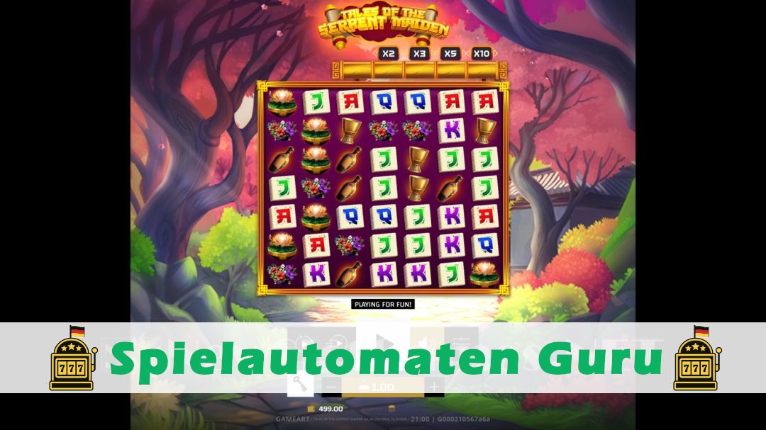Screenshot der Demo-Version des Spiels Tales of the Serpent Maiden Demo des Spielautomaten Tales of the Serpent Maiden