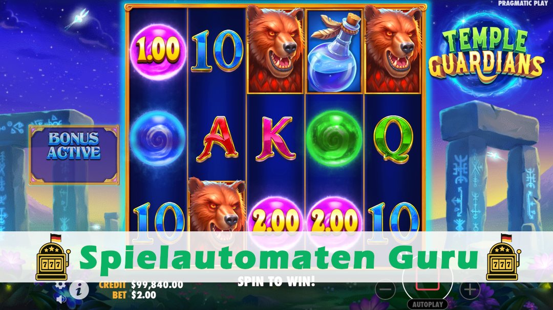 Screenshot der Demo-Version des Spiels Temple Guardians Demo des Spielautomaten Temple Guardians