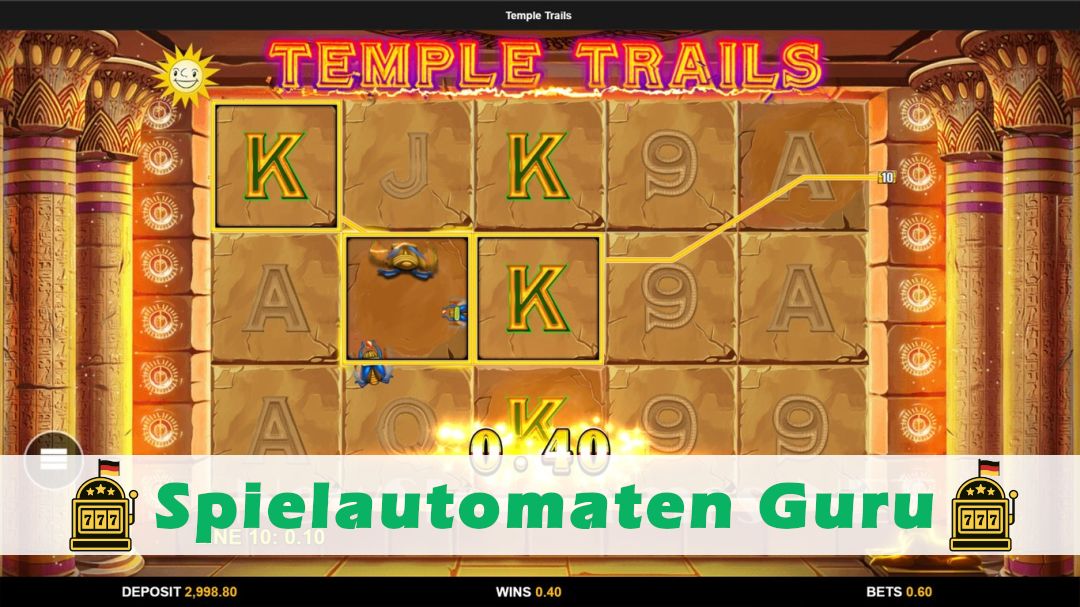 Screenshot der Demo-Version des Spiels Temple Trails Demo des Spielautomaten Temple Trails