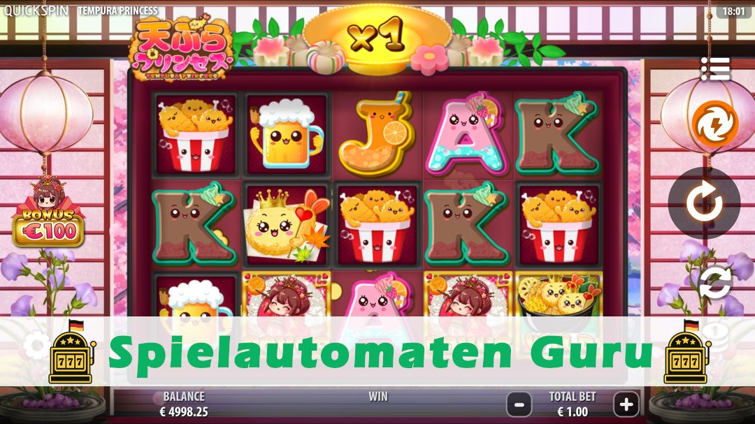 Screenshot der Demo-Version des Spiels Tempura Princess Demo des Spielautomaten Tempura Princess