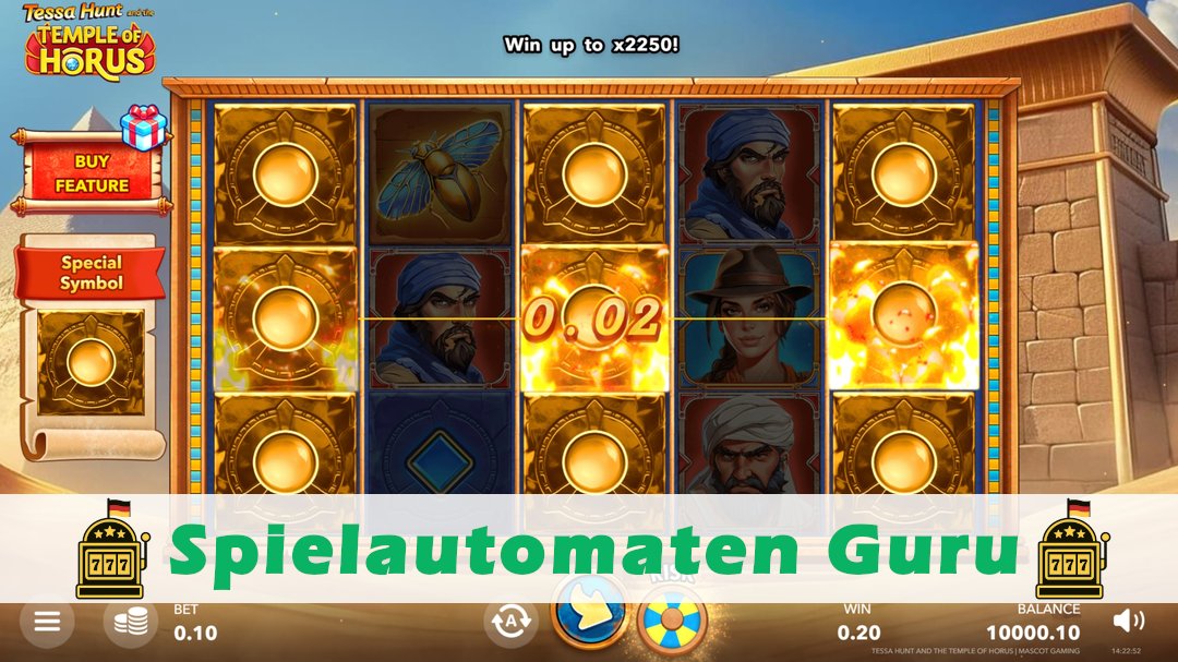 Screenshot der Demo-Version des Spiels Tessa Hunt and the Temple of Horus Demo des Spielautomaten Tessa Hunt and the Temple of Horus