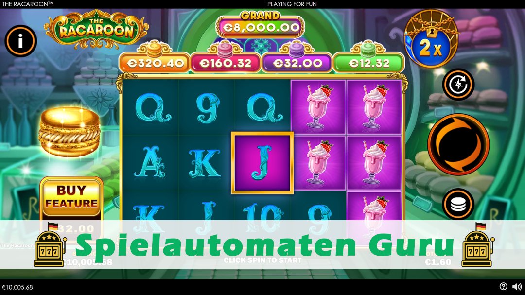Screenshot der Demo-Version des Spiels The Racaroon Demo des Spielautomaten The Racaroon