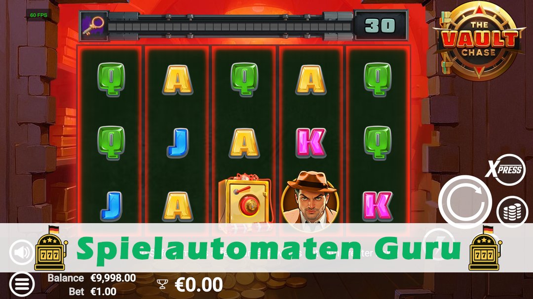 Screenshot der Demo-Version des Spiels The Vault Chase Demo des Spielautomaten The Vault Chase