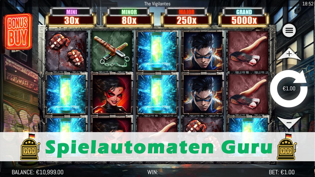 Screenshot der Demo-Version des Spiels The Vigilantes Demo des Spielautomaten The Vigilantes