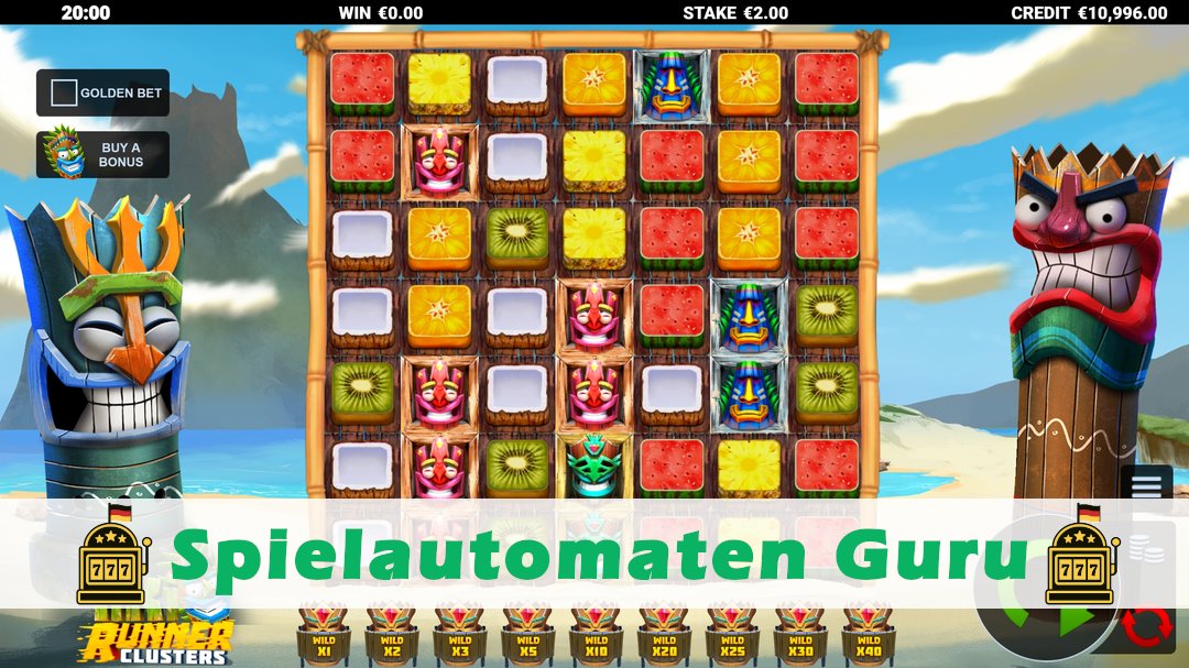 Demo des Spielautomaten Tiki Runner Clusters