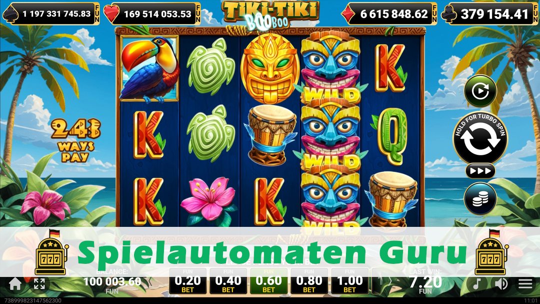 Screenshot der Demo-Version des Spiels Tiki Tiki Boo Boo Demo des Spielautomaten Tiki Tiki Boo Boo