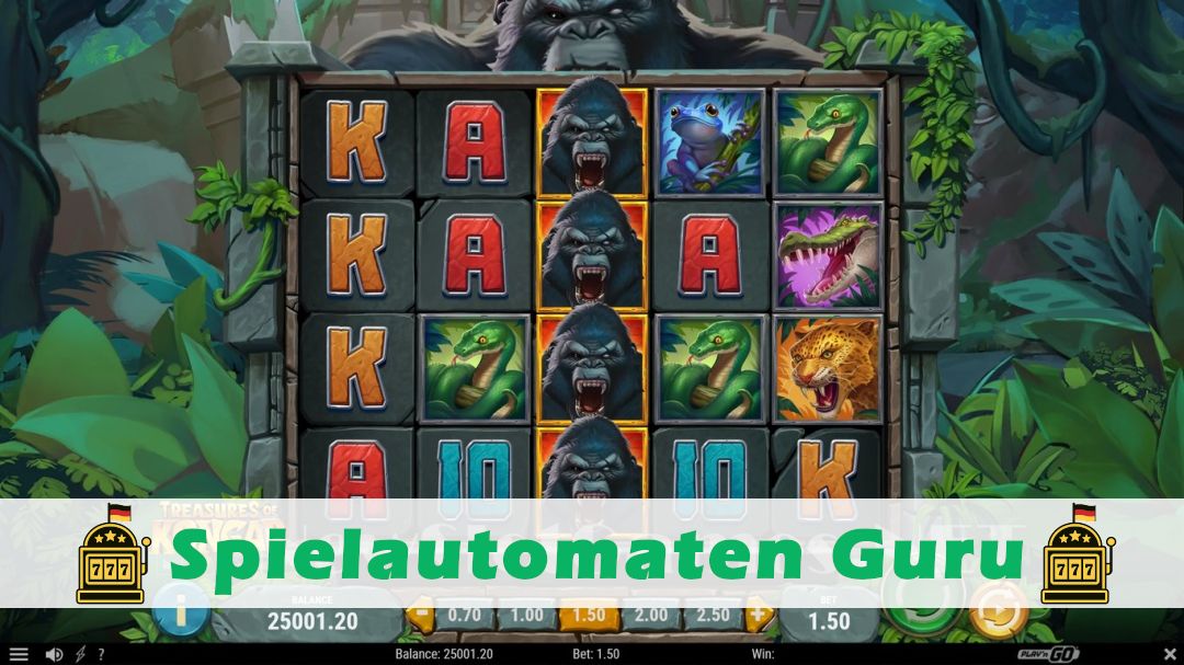 Screenshot der Demo-Version des Spiels Treasures of Kongar Demo des Spielautomaten Treasures of Kongar